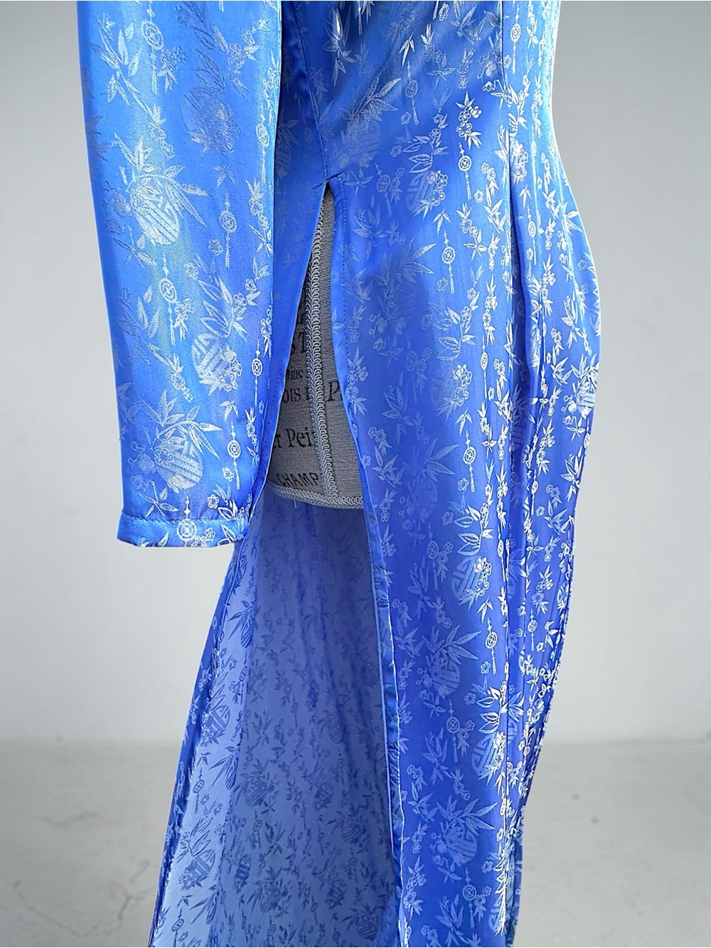 Yaly Couture Genuine Silk Blend Ao Dai Vietnamese Traditional Dress - Blue - Picture 11 of 14